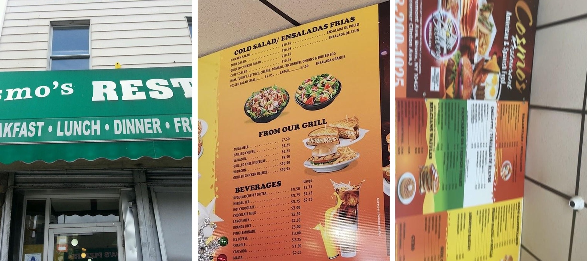Cosmo's Menu
